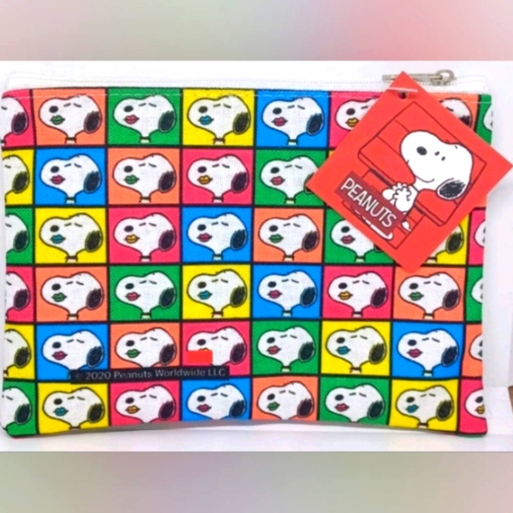 Peanuts Snoopy Pop Art Lips Colorful Cosmetic Toiletry Pouch Bag Case New